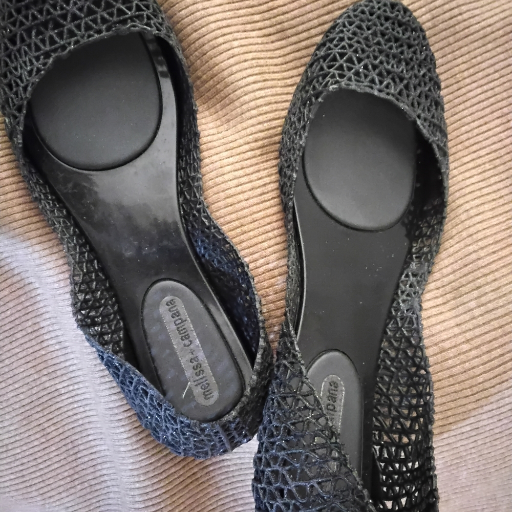 Black Sparkly Melissa + Campana Women's Jelly Shoes US 10
